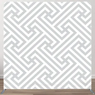 Aperturee Grey Maze Style Pattern White Party Backdrop Decor - Aperturee