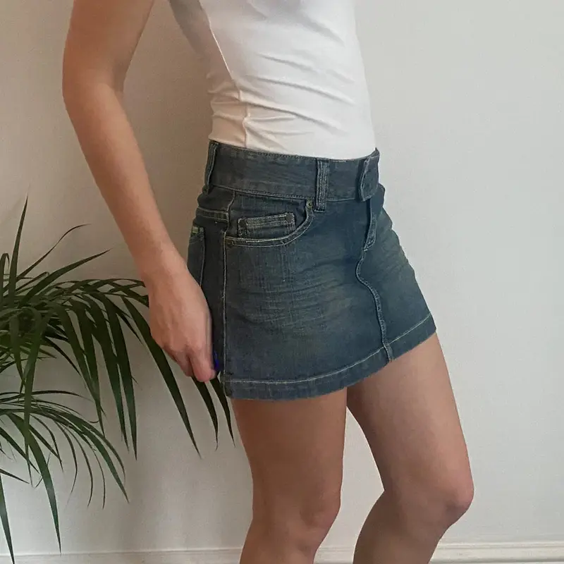 Blend She Mini Denim Skirt - 28W UK 8 Blue Cotton