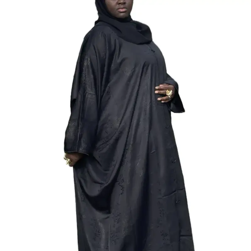 Black Frost Closed Farasha Butterfly Abaya Set with Hijab for Stylish Wear