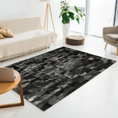 Natural Black Genuine Fur Rug