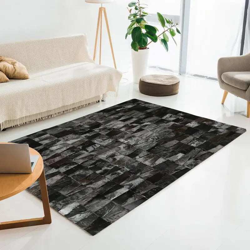 Natural Black Genuine Fur Rug