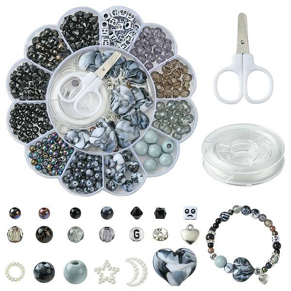 DIY Beaded Stretch Bracelet with Alloy Moon Charms Making Kits