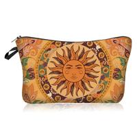 Sun and Moon Pattern Portable Cosmetic Storage Bag, Space Saving Large Capacity Zipper Makeup Container, Versatile Travel Toi...