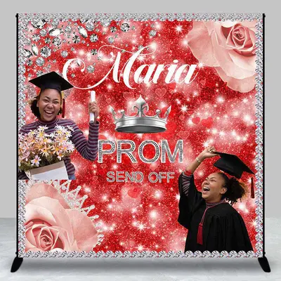 Red Silver Rose Send Off Custom Graduation Backdrop - Aperturee