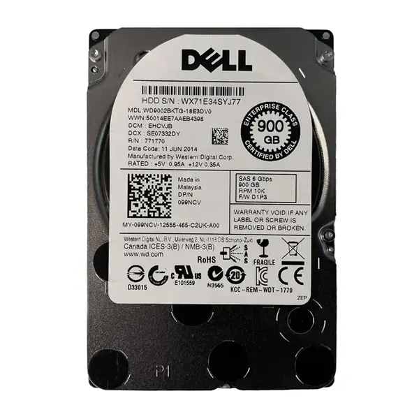 99NCV Dell 900GB 6Gb/s SAS 10000 2.5-Inch Hard Drive
