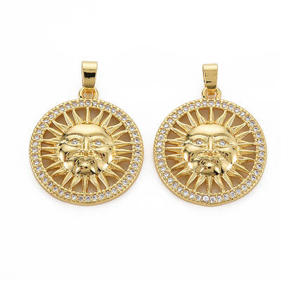 Brass Micro Pave Cubic Zirconia Pendants