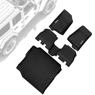 OEDRO Floor Mats Set for 2018-2025 Jeep Wrangler JL Unlimited 4-Door, Custom Fit TPE All Weather Car Floor Liner Set