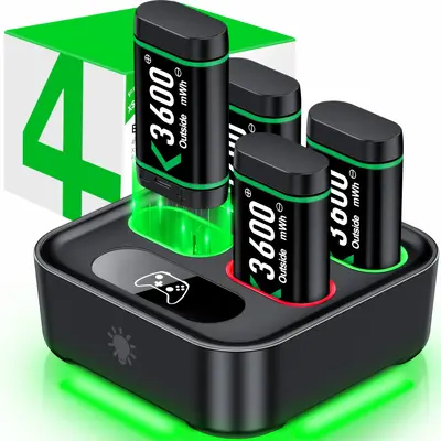 BEBONCOOL Controller Charger Station with 4 Packs 4x3600mWh Rechargeable Battery for Xbox Series X|S/Xbox One S/Xbox One X/Xb...