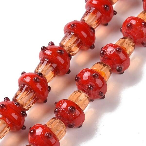 Mushroom Handmade Lampwork Beads Strands