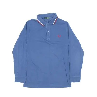 FRED PERRY Polo Shirt Blue Long Sleeve Boys 14 Years