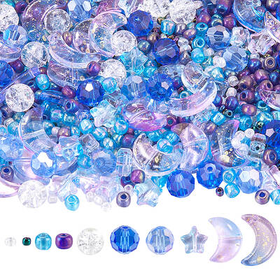 Mixed Styles Transparent Glass Beads