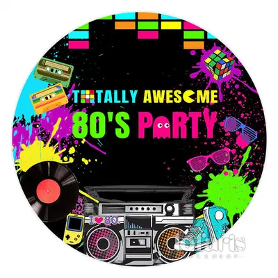 Aperturee Graffiti Totally Awesome 80S Party Backdrop For Birthday | Custom Birthday Backdrops | Diy Birthday Backdrop | Happ...