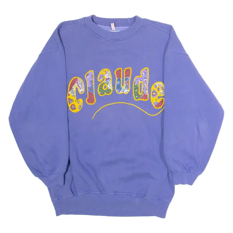 VINCI Claude Mens Sweatshirt Purple Crew Neck 90s S