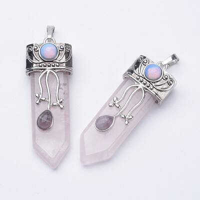 Natural Rose Quartz Big Pointed Pendants