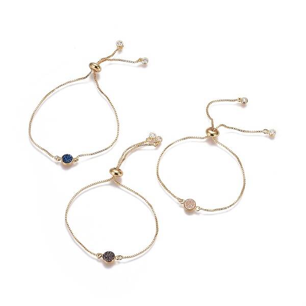 Electroplated Natural Druzy Agate Slider Bracelets