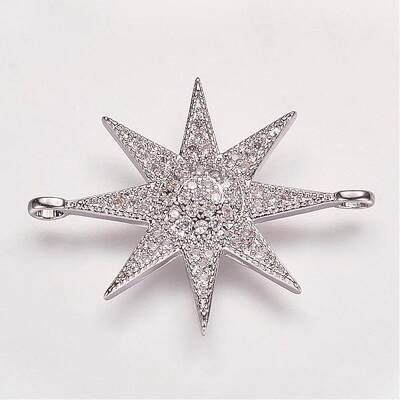Brass Micro Pave Cubic Zirconia Links