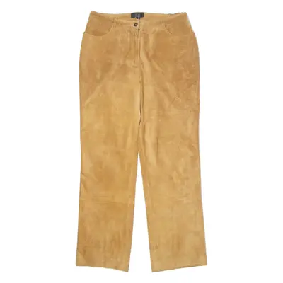 GIORGIO MOBIAM Womens Leather Trousers Brown Wide-Leg 90s Suede W32 L30