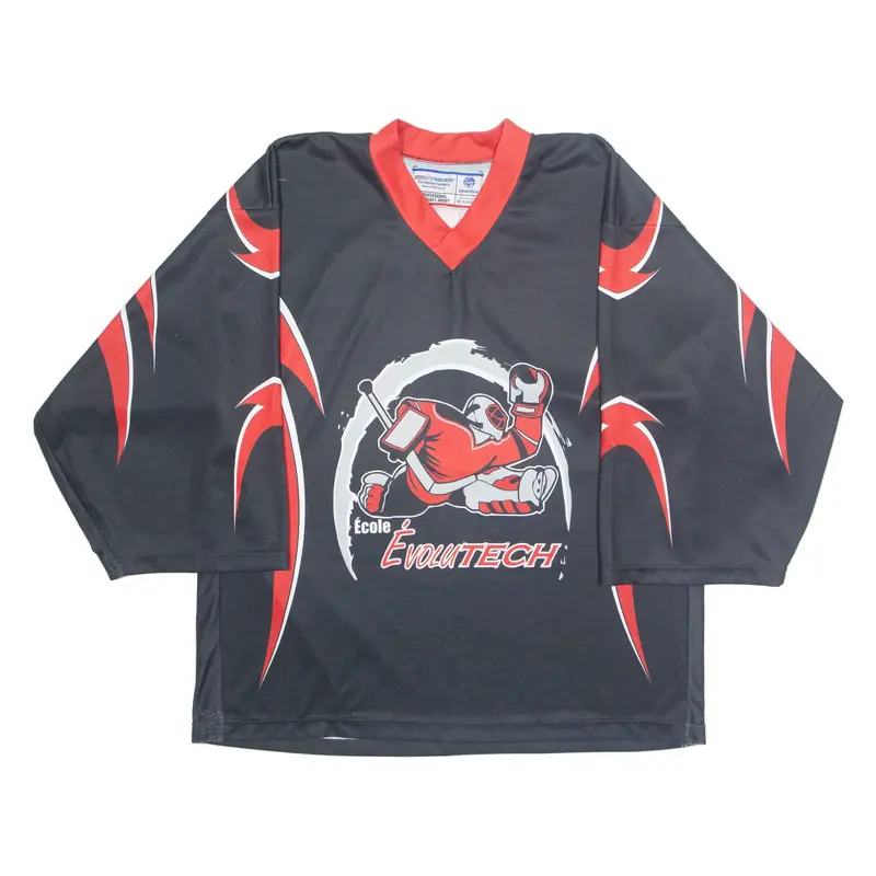 INTERHOCKEY Ecole Evolutech Mens Jersey Black 3/4 Sleeve USA V-Neck XL