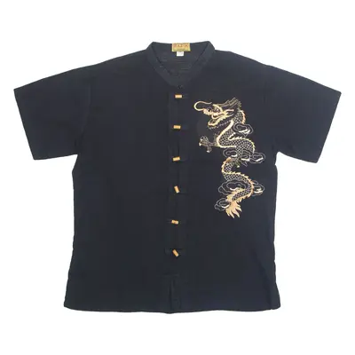 RAZIA Eastern Inspired Mens Plain Shirt Black M