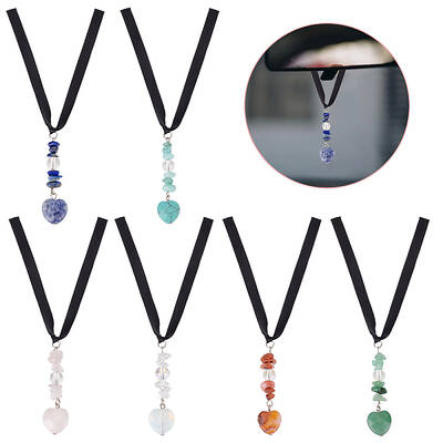 Gemstone Chips Pendant Decoration with Heart Gemstone Charm