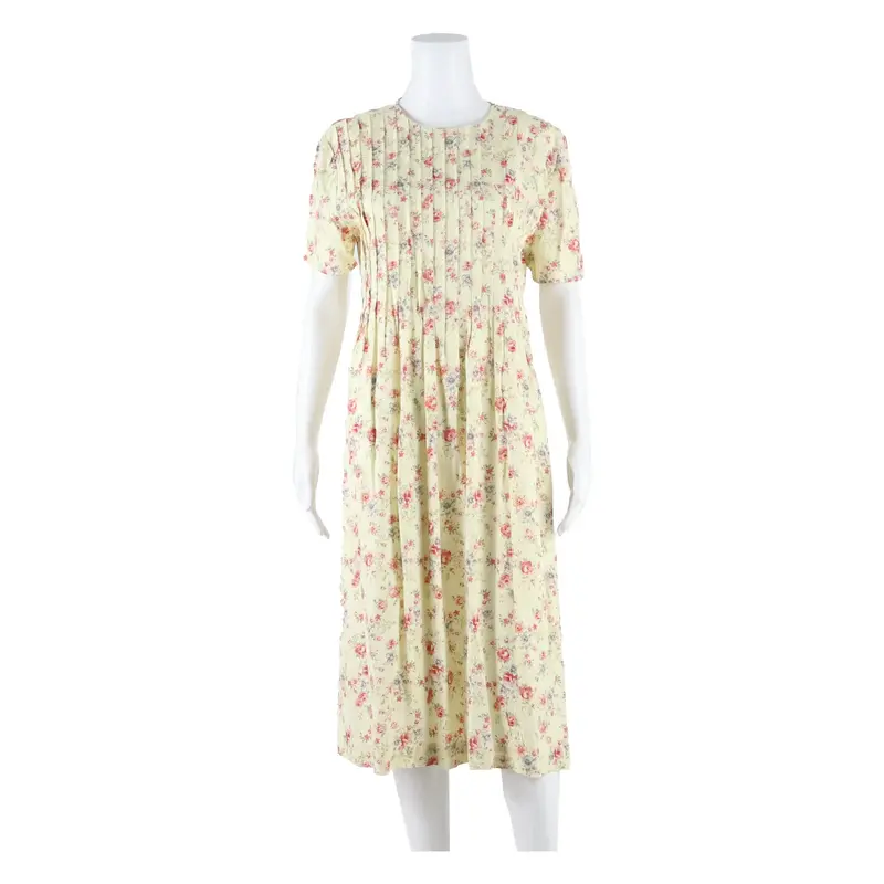 R&K ORIGINALS Womens Day Dress Yellow Floral Short Sleeve Knee Length S