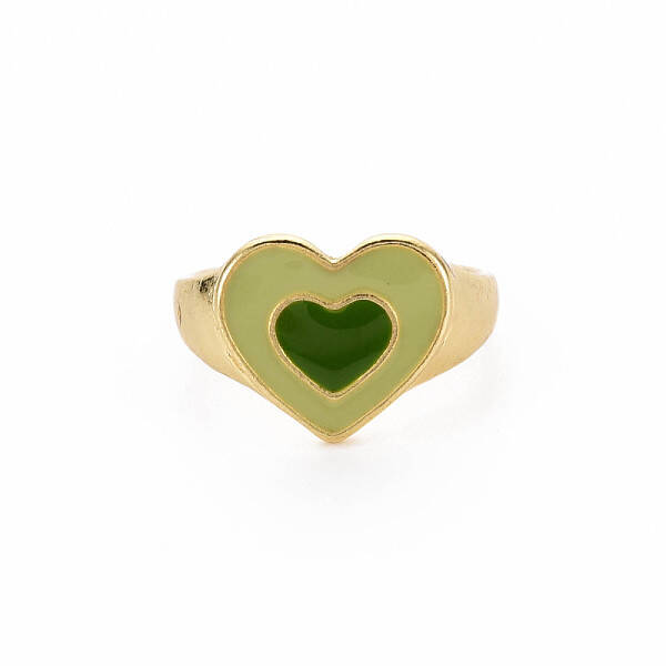 Rack Plating Light Gold Alloy Enamel Wide Band Rings