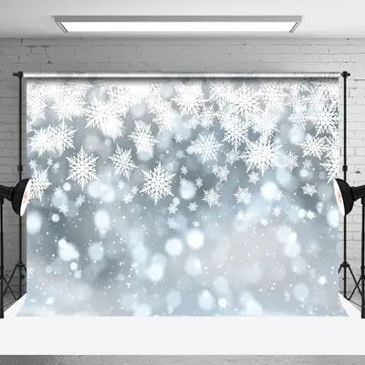 Bokeh Snowflake White Winter Scenery Backdrop - Aperturee