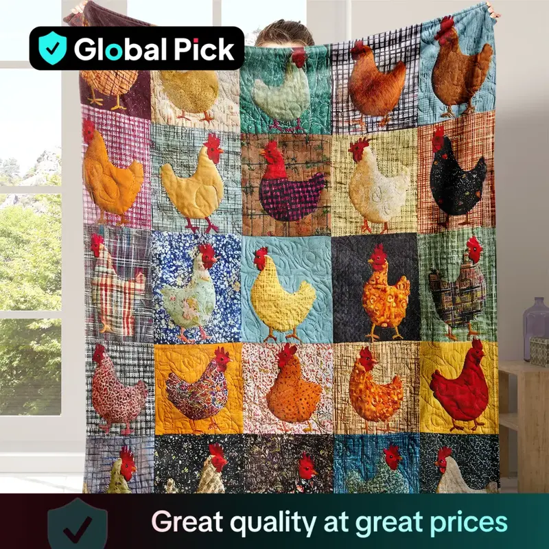 Cute Chicken Pattern Fleece Blanket, 1 Count Soft Comfortable Throw Blanket,   Warm Nap Blanket for Home Office Travel Campin...