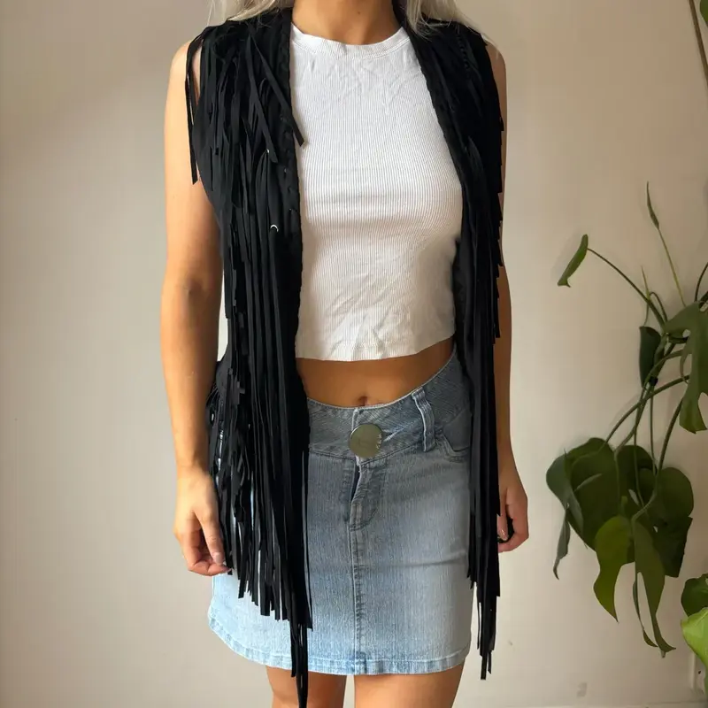 Primadonna Gilet - Small Black Suede