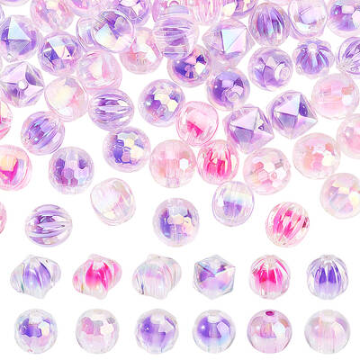 72Pcs 12 Styles UV Plating Transparent Acrylic Beads