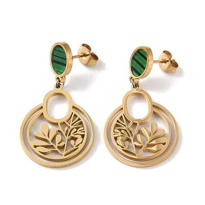 Leaf 304 Stainless Steel Hoop Earrings