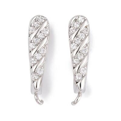 Rack Plating Brass Cubic Zirconia Hoop Earring Findings