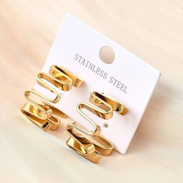 304 Stainless Steel C-Shaped with Fold Charm Stud Earrings