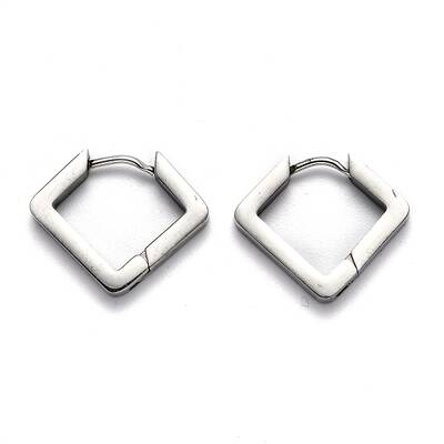 Tarnish Resistant 304 Stainless Steel Rhombus Huggie Hoop Earrings