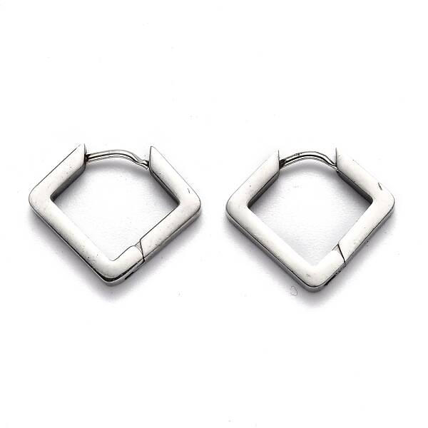 Tarnish Resistant 304 Stainless Steel Rhombus Huggie Hoop Earrings