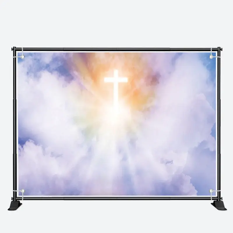Bright Cross Clear Blue Sky Clouds memorial Backdrop - Aperturee