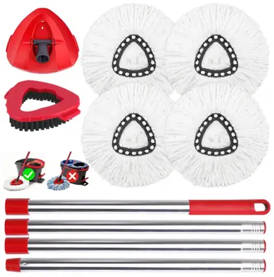 4 Pack Spin Mop Head Replacement Combo for Ocedar Easywring 1-Tank System,Microfiber Spin Mop Replacement Head,Machine Washab...