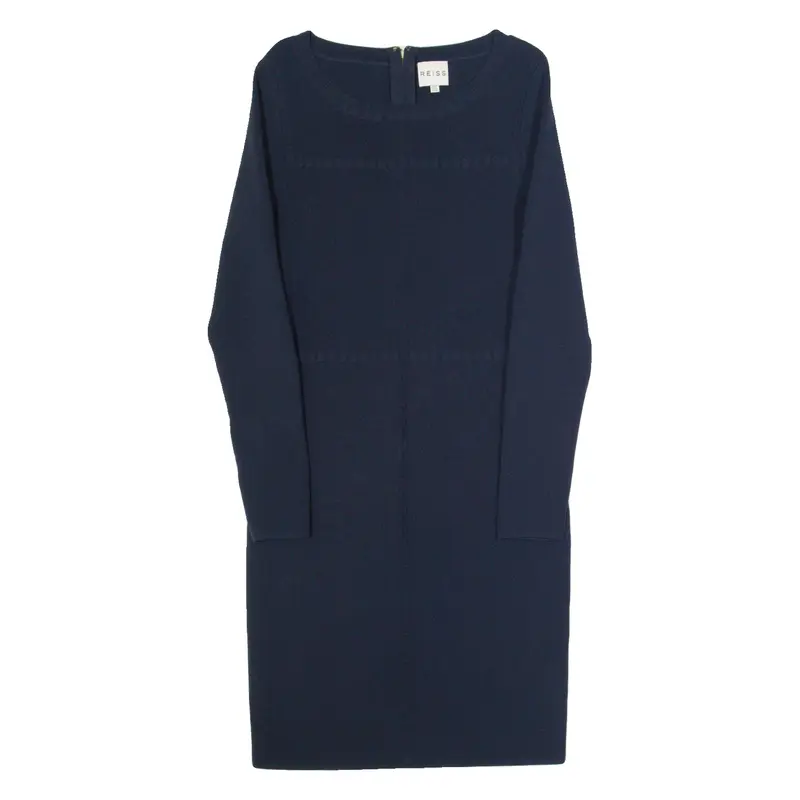 REISS Roxy Womens Bodycon Dress Blue Long Sleeve Knee Length UK 12