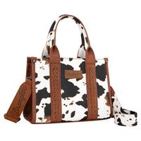 Wrangler Cow Print Tote Handbag for Women Top Handle with Detachable Crossbody Strap Everyday use Casual Tote Bag