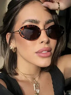 Retro Small Oval Frame Women Glasses, Vintage Trendy Glasses for Everyday Use, Fashion Accessories for Outdoor Activities