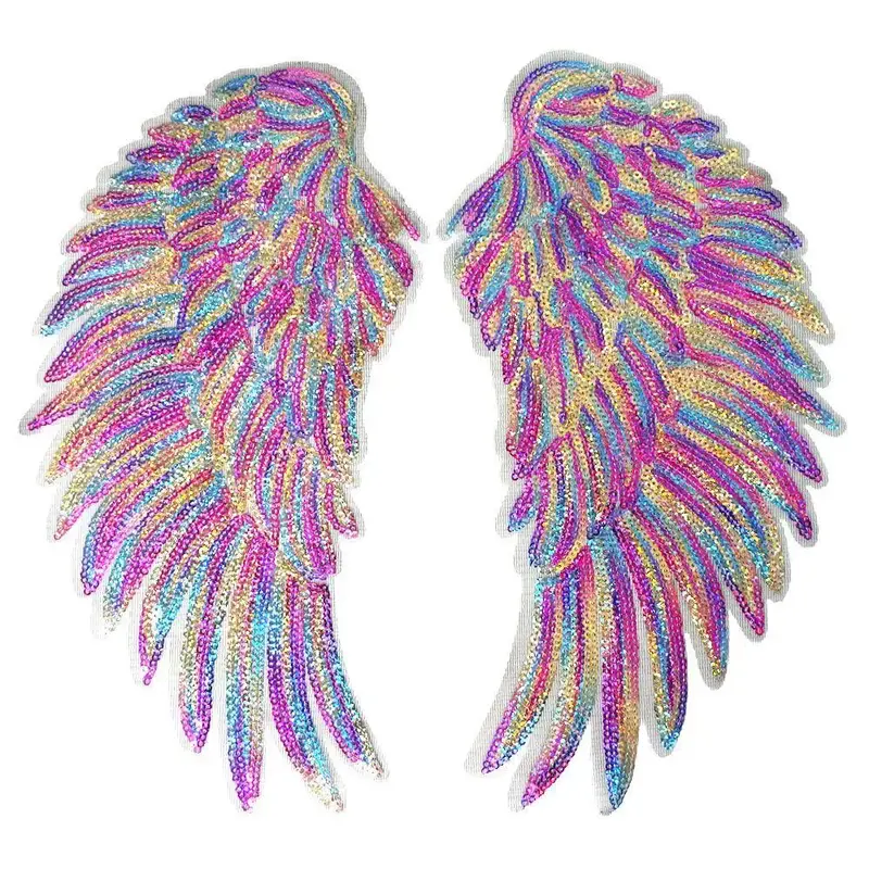 Wing Patch, 1 Pair Sequin Embroidered Badge Motif Sew Applique Patch for Clothing, DIY Applique Craft Decoration