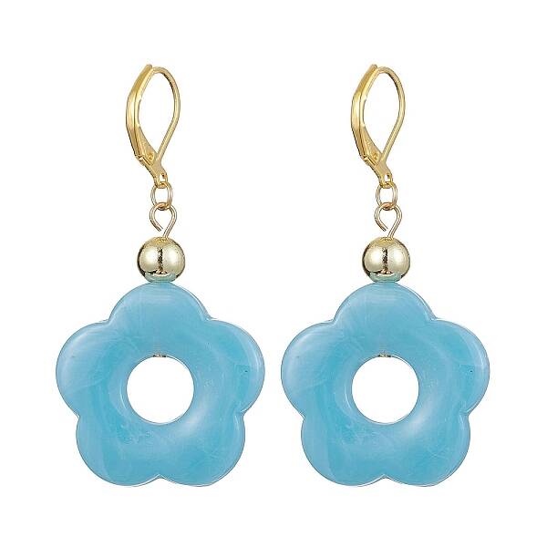 Acrylic Flower Dangle Leverback Earrings