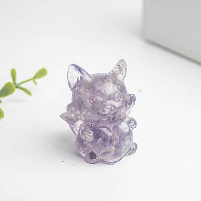Natural Amethyst Fox Display Decorations