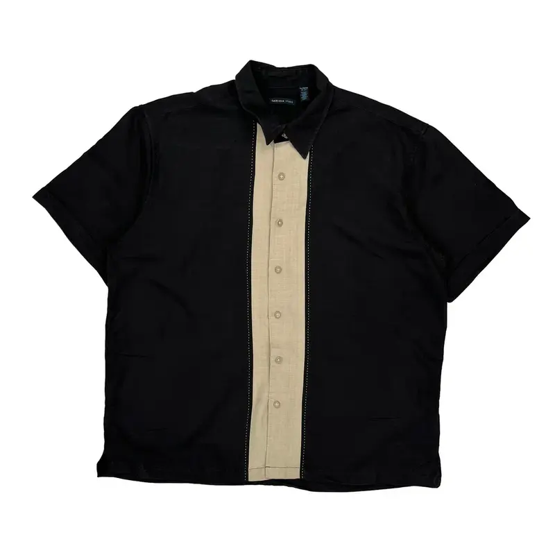 Van Heusen Short Sleeve Shirt - XL Black Polyester