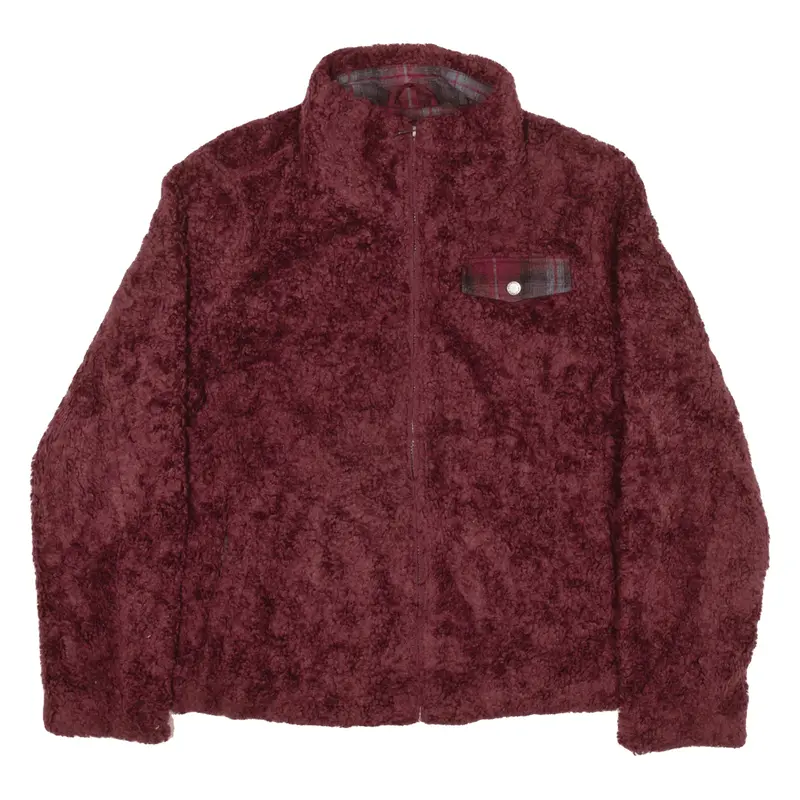 PENDLETON Sherpa Fleece Jacket Maroon Womens XL