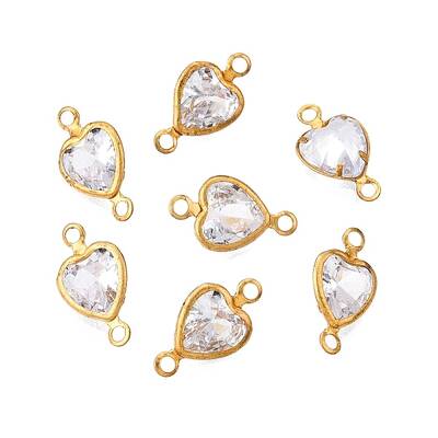Brass Clear Cubic Zirconia Connector Charms