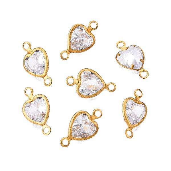 Brass Clear Cubic Zirconia Connector Charms