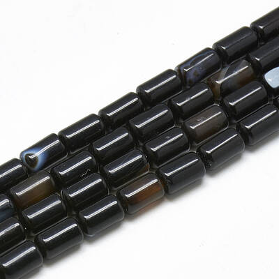 Dyed & Heated Natural Black Agate Bead Strands