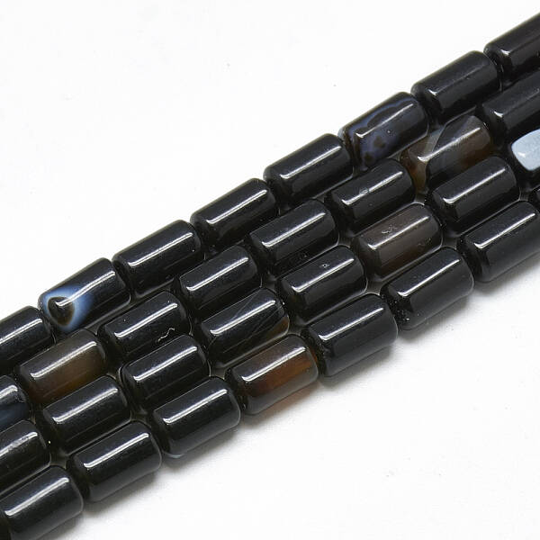 Dyed & Heated Natural Black Agate Bead Strands