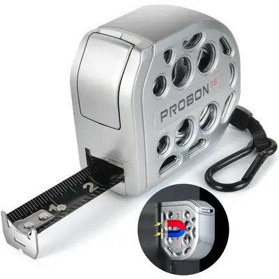 ROCIRLAB 25ft/7.5m Self-Locking Magnetic Stainless Steel Tape Measure, Black Laser Engraved Single-Sided Scale (Inches/Feet),...